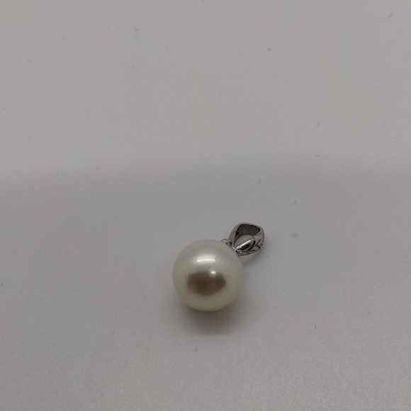 14K Karat White Gold Fresh Water 10mm Pearl Pendant 1.1 Grams PF No Chain - Picture 11 of 12